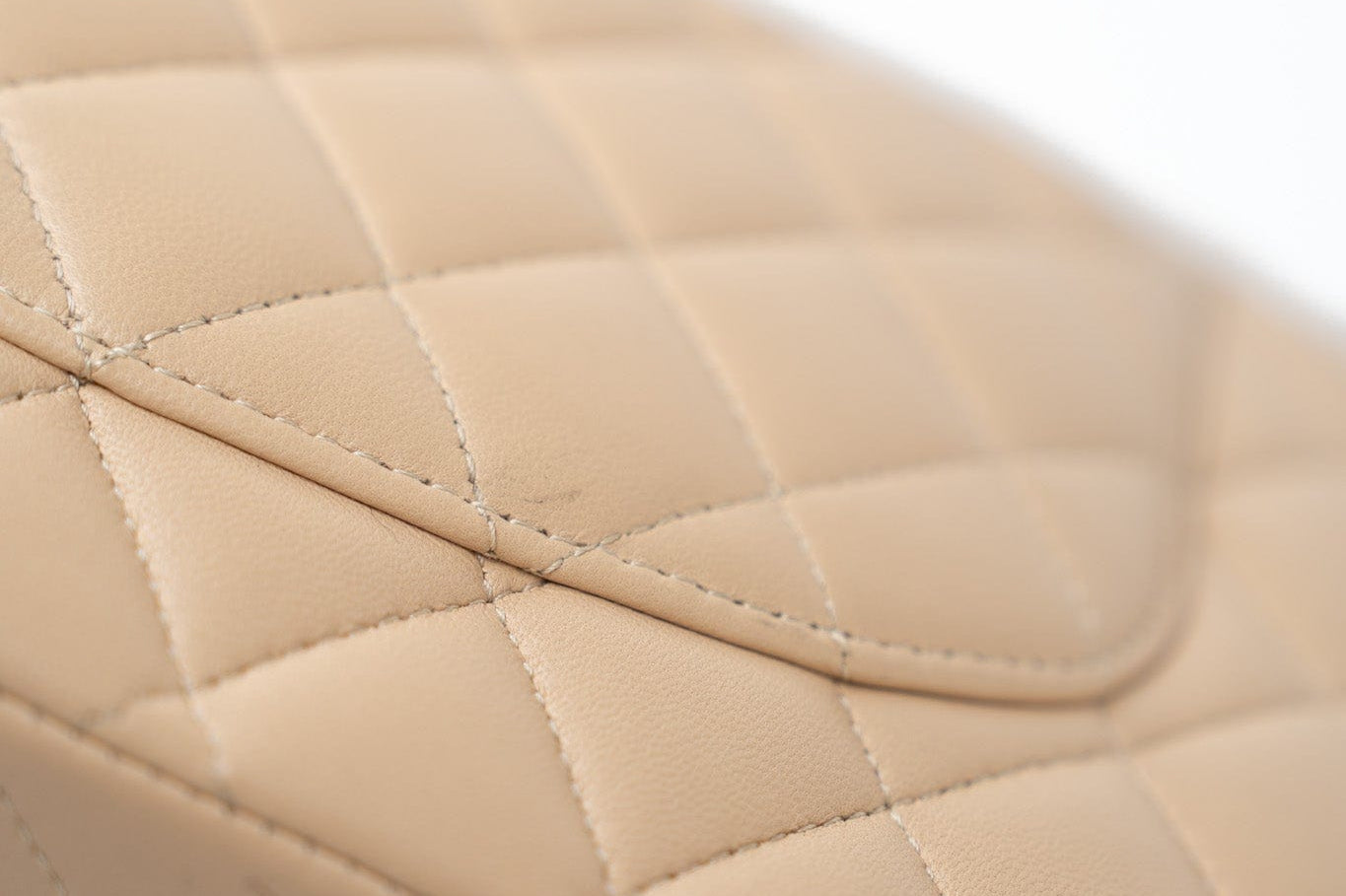 CHANEL Handbag Beige Clair Lambskin Quilted Classic Flap Medium Silver Hardware - Redeluxe