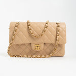 CHANEL Handbag Beige Lambskin Quilted Classic Flap Medium GHW - Redeluxe