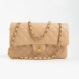 CHANEL Handbag Beige Lambskin Quilted Classic Flap Medium GHW - Redeluxe