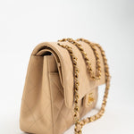 CHANEL Handbag Beige Lambskin Quilted Classic Flap Medium GHW - Redeluxe