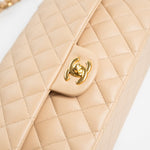 CHANEL Handbag Beige Lambskin Quilted Classic Flap Medium GHW - Redeluxe