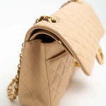 CHANEL Handbag Beige Lambskin Quilted Classic Flap Medium GHW - Redeluxe