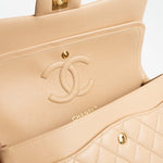 CHANEL Handbag Beige Lambskin Quilted Classic Flap Medium GHW - Redeluxe