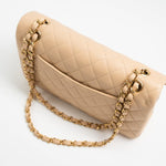 CHANEL Handbag Beige Lambskin Quilted Classic Flap Medium GHW - Redeluxe