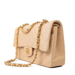 CHANEL Handbag Beige Lambskin Quilted Classic Flap Medium GHW - Redeluxe