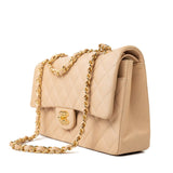 CHANEL Handbag Beige Lambskin Quilted Classic Flap Medium GHW - Redeluxe