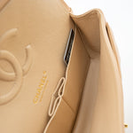 CHANEL Handbag Beige Lambskin Quilted Classic Flap Medium GHW - Redeluxe