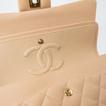 CHANEL Handbag Beige Lambskin Quilted Classic Flap Medium GHW - Redeluxe
