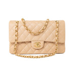 CHANEL Handbag Beige Lambskin Quilted Classic Flap Medium GHW - Redeluxe