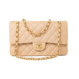 CHANEL Handbag Beige Lambskin Quilted Classic Flap Medium GHW - Redeluxe
