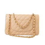 CHANEL Handbag Beige Lambskin Quilted Classic Flap Medium GHW - Redeluxe