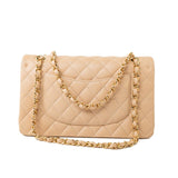 CHANEL Handbag Beige Lambskin Quilted Classic Flap Medium GHW - Redeluxe