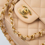 CHANEL Handbag Beige Lambskin Quilted Classic Flap Medium GHW - Redeluxe