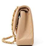 CHANEL Handbag Beige Lambskin Quilted Classic Flap Medium GHW - Redeluxe