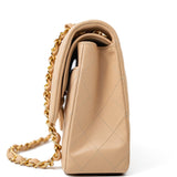 CHANEL Handbag Beige Lambskin Quilted Classic Flap Medium GHW - Redeluxe