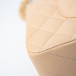CHANEL Handbag Beige Lambskin Quilted Classic Flap Medium GHW - Redeluxe