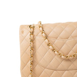 CHANEL Handbag Beige Lambskin Quilted Classic Flap Medium GHW - Redeluxe