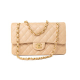 CHANEL Handbag Beige Lambskin Quilted Classic Flap Medium GHW - Redeluxe