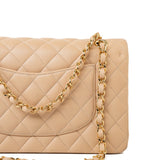 CHANEL Handbag Beige Lambskin Quilted Classic Flap Medium GHW - Redeluxe
