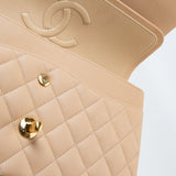 CHANEL Handbag Beige Lambskin Quilted Classic Flap Medium GHW - Redeluxe