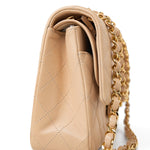 CHANEL Handbag Beige Lambskin Quilted Classic Flap Medium GHW - Redeluxe