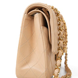 CHANEL Handbag Beige Lambskin Quilted Classic Flap Medium GHW - Redeluxe