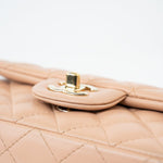 CHANEL Handbag Beige Lambskin Quilted Mini Rectangular Flap Light Gold Hardware - Redeluxe