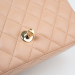 CHANEL Handbag Beige Lambskin Quilted Mini Rectangular Flap Light Gold Hardware - Redeluxe
