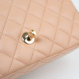 CHANEL Handbag Beige Lambskin Quilted Mini Rectangular Flap Light Gold Hardware - Redeluxe