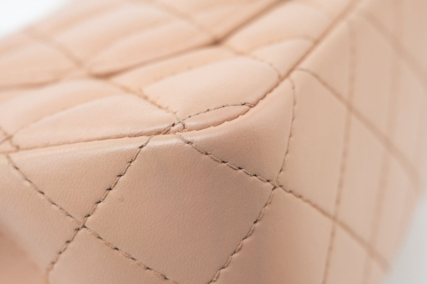 CHANEL Handbag Beige Lambskin Quilted Mini Rectangular Flap Light Gold Hardware - Redeluxe