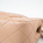 CHANEL Handbag Beige Lambskin Quilted Mini Rectangular Flap Light Gold Hardware - Redeluxe