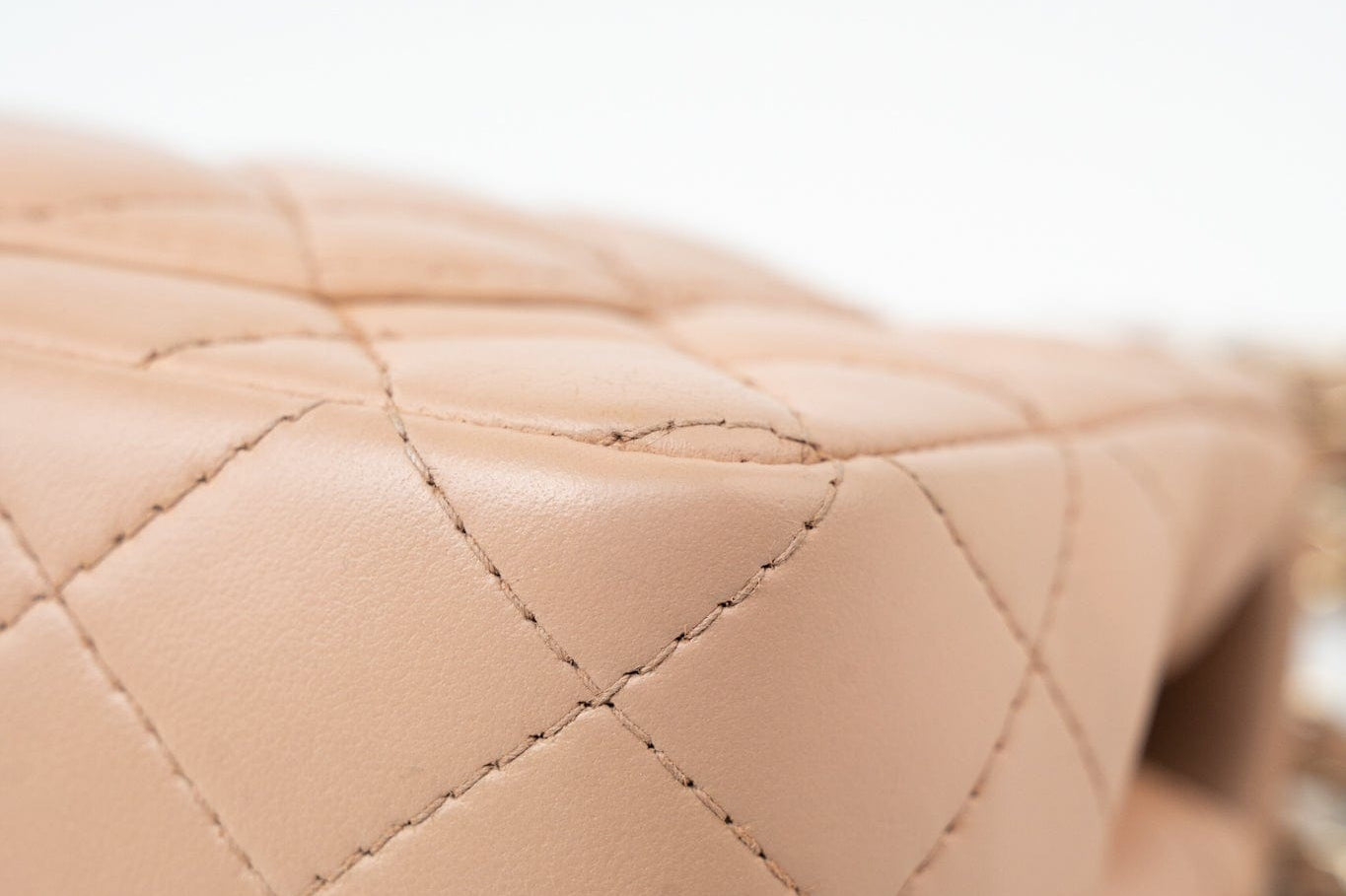 CHANEL Handbag Beige Lambskin Quilted Mini Rectangular Flap Light Gold Hardware - Redeluxe