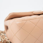 CHANEL Handbag Beige Lambskin Quilted Mini Rectangular Flap Light Gold Hardware - Redeluxe