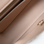 CHANEL Handbag Beige Lambskin Quilted Mini Rectangular Flap Light Gold Hardware - Redeluxe