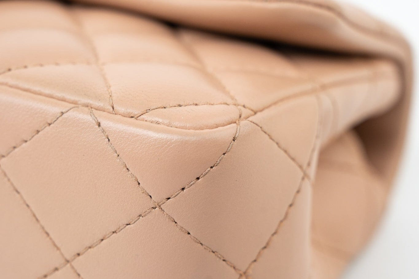 CHANEL Handbag Beige Lambskin Quilted Mini Rectangular Flap Light Gold Hardware - Redeluxe