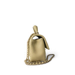 CHANEL Handbag Beige Pastel Yellow Lambskin Quilted Mini Top Handle Light Gold Hardware - Redeluxe