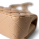 CHANEL Handbag Beige / Single Flap 23C Beige Lambskin Quilted Mini Rectangular Flap Light Gold Hardware - Redeluxe