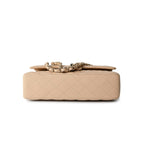 CHANEL Handbag Beige/Tan Caviar Quilted Classic Flap Medium Light Gold Hardware - Redeluxe