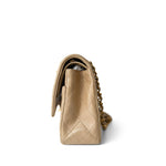 CHANEL Handbag Beige Vintage Dark Beige Lambskin Quilted Classic Flap Medium Gold Hardware - Redeluxe