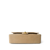 CHANEL Handbag Beige Vintage Dark Beige Lambskin Quilted Classic Flap Medium Gold Hardware - Redeluxe