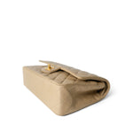 CHANEL Handbag Beige Vintage Dark Beige Lambskin Quilted Classic Flap Medium Gold Hardware - Redeluxe