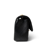 CHANEL Handbag Black 15B Black Caviar Quilted Mini Rectangular Flap Aged Gold Hardware - Redeluxe
