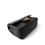 CHANEL Handbag Black 15B Black Caviar Quilted Mini Rectangular Flap Aged Gold Hardware - Redeluxe