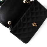 CHANEL Handbag Black 15B Black Caviar Quilted Mini Rectangular Flap Aged Gold Hardware - Redeluxe