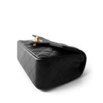 CHANEL Handbag Black 15B Black Caviar Quilted Mini Rectangular Flap Aged Gold Hardware - Redeluxe