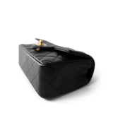 CHANEL Handbag Black 15B Black Caviar Quilted Mini Rectangular Flap Aged Gold Hardware - Redeluxe