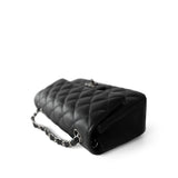 CHANEL Handbag Black 18C Black Glittery Caviar Quilted Mini Rectangular Flap - Redeluxe