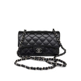 CHANEL Handbag Black 18C Black Glittery Caviar Quilted Mini Rectangular Flap - Redeluxe