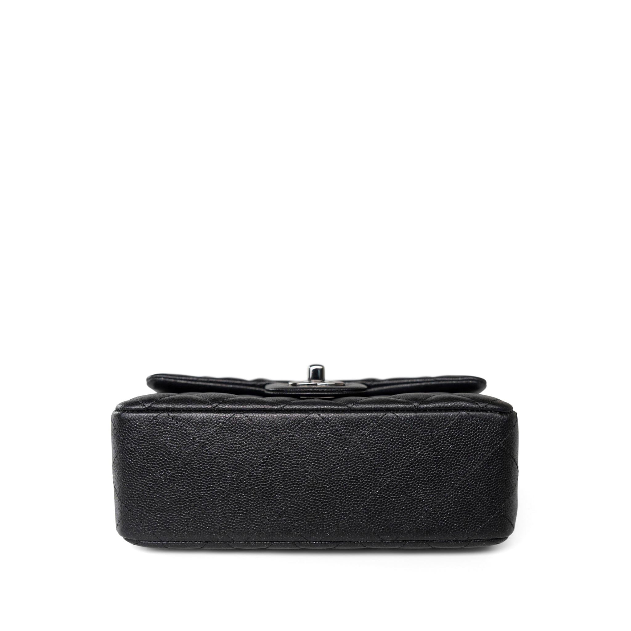 CHANEL Handbag Black 18C Black Glittery Caviar Quilted Mini Rectangular Flap - Redeluxe