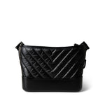 CHANEL Handbag Black 19B So Black Aged Calfskin Chevron Small Hobo Gabrielle Bag - Redeluxe
